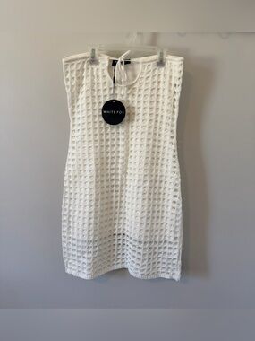 White Fox More Than I Should Crochet Mini Dress Women’s Size M/L Off White